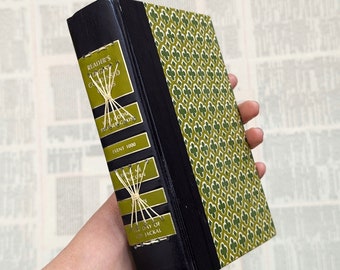 Green Clover Pattern Upcycled Journal, Vintage Book Cover, Lined Pages, Book Lover Gift, Writer, Handmade Notebook,  Teacher Gift Bookology