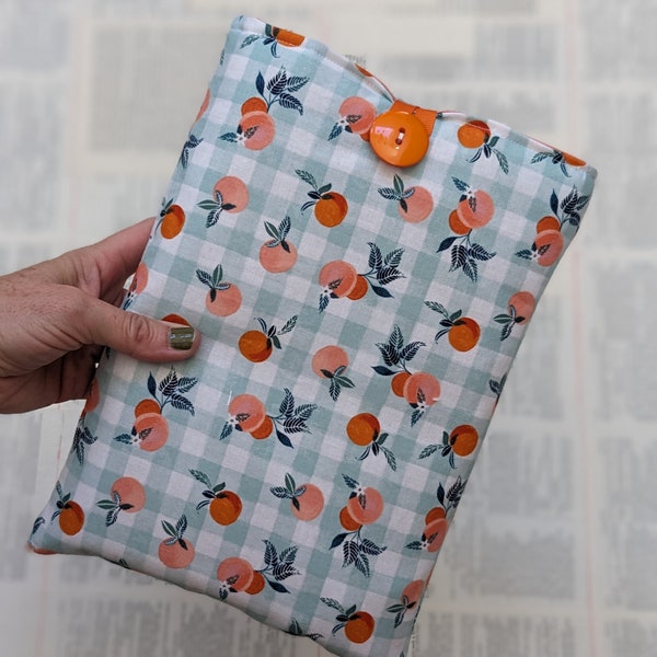 Peachy Book Sleeve, Travel Book Cover, Book lover Gift, Bookish Graduation Gift, Hand-sewn with Button Closure, Bookology Co.