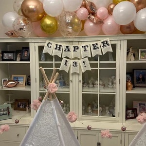 Custom Bookish Birthday Banner | Next Chapter Party Decor | Vintage Book Page Bunting image 6