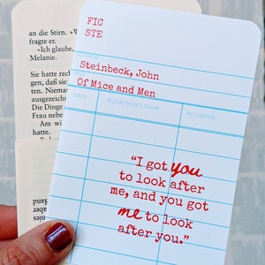 Friendship Card, John Steinbeck, Of Mice and Men Quote, Book Lover Card, Bookish, Reader Gift, Encouragement Card, Love, Anniversary