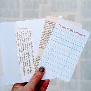Carte de fin d'études, Retraite, Un nouveau départ, Carte de bibliothèque, Chapitre suivant, Cadeau pour amoureux des livres, Livres, Voeux d'anniversaire, Bookologie