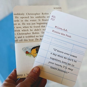 Carte de bibliothèque Winnie l'ourson, encouragement à l'amitié bébé Saint-Valentin, livre citations carte cadeau pour amoureux des livres carte de voeux littéraire