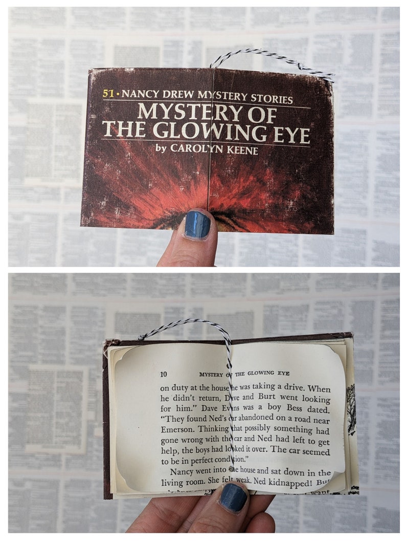 Nancy Drew Book Ornaments from Vintage Books, Bookish Gift, Teacher, Book Lover, Reader Gift, Christmas Ornaments, Book, Bookology Co Glowing Eye Title