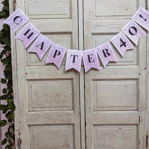 DIY Chapter Banner, PDF Printable Digital Download, Birthday Banner w/ Numbers, Book Page Banner, Bookish Party Decor, Bookology Co.
