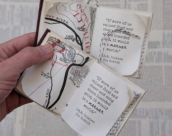 Adornos de libros de Tolkien, portada verde con páginas de libros vintage, Navidad, regalo para amantes de los libros, regalo para profesores, libros de J.R.R. Tolkien