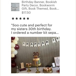Custom Bookish Birthday Banner | Next Chapter Party Decor | Vintage Book Page Bunting image 9