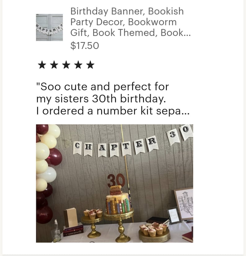 Custom Bookish Birthday Banner | Next Chapter Party Decor | Vintage Book Page Bunting image 9