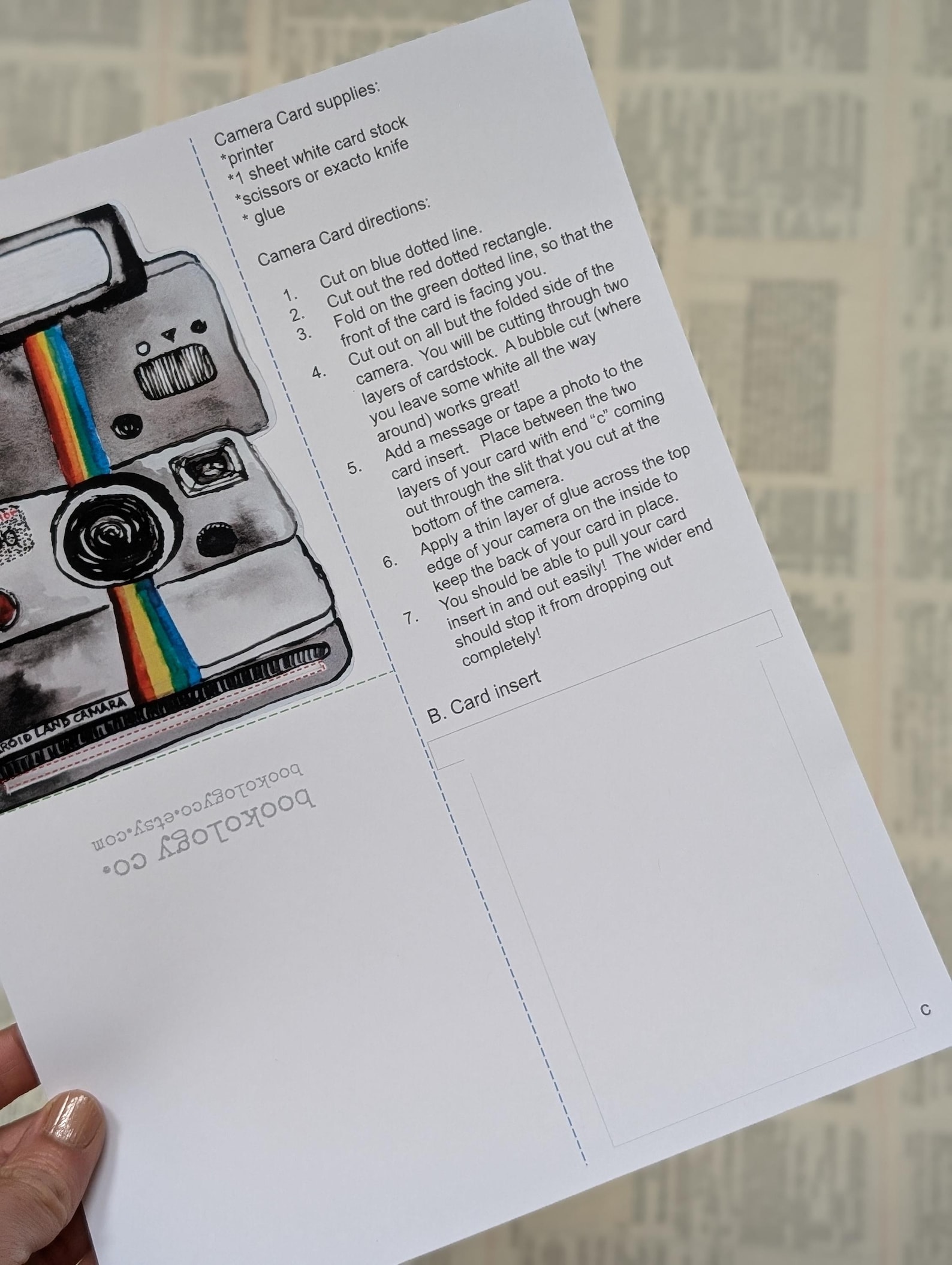 DIY Camera Card, PDF Printable Digital Download, Polaroid, Birthday ...