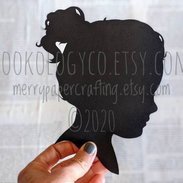 Handcut Profile Silhouette, Mothers Day Gift for Mom, Grandma, Personalized, Custom Kid Portrait, Family Keepsake, Child's Picture Bookology