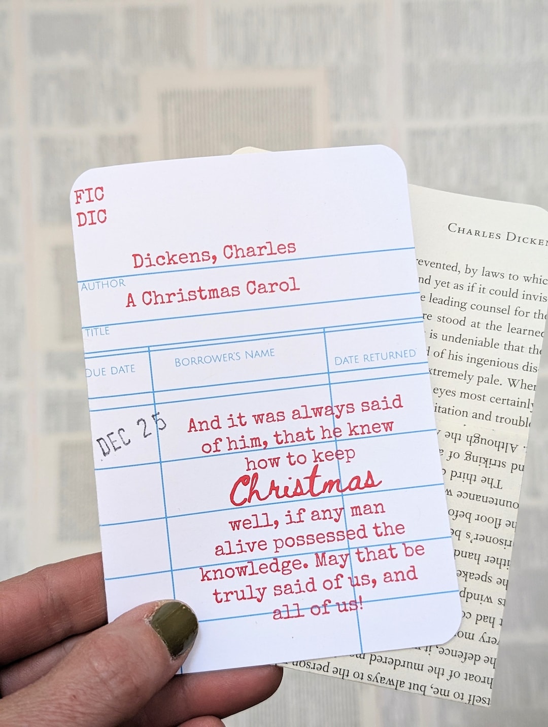 A Christmas Carol Book Quote Card, Tiny Tim Quote, Charles Dickens