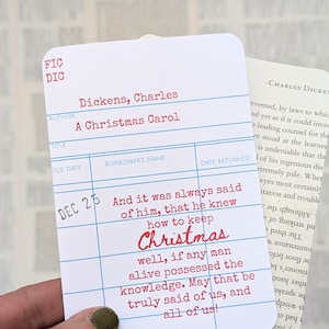 A Christmas Carol Book Quote Card, Tiny Tim Quote, Charles Dickens, Library Card, Book Lover Gift, Christmas Card, Literary, Bookology