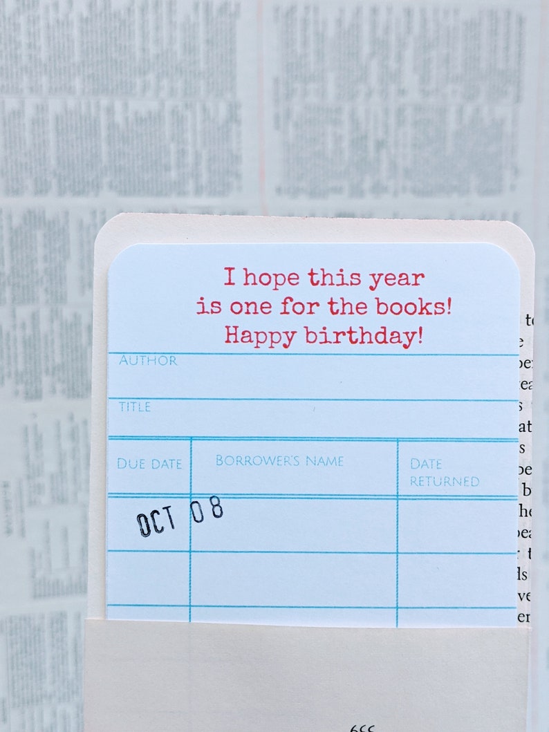 Birthday Card, Book Lovers, Library Card, Literary Book Lover Bookish Gift, Birthday for Him, for Reader, Bookology image 2