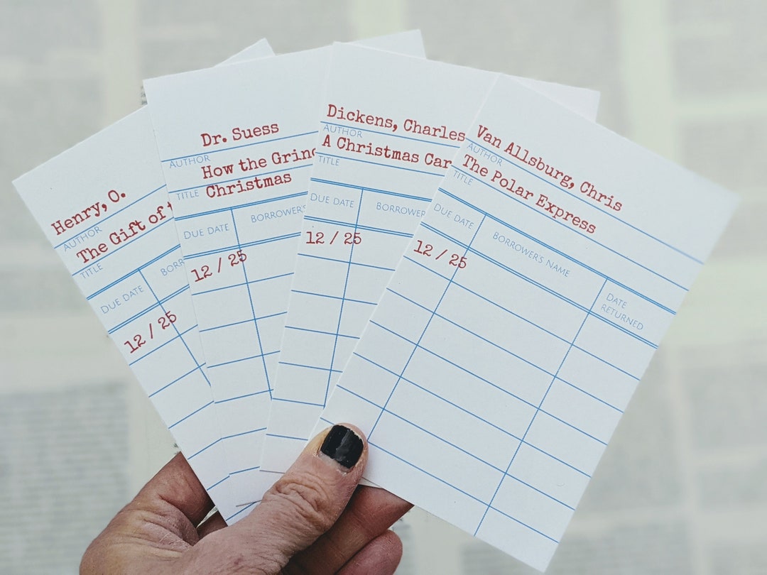 Christmas Library Card Printable, Christmas Books, Instant Download ...