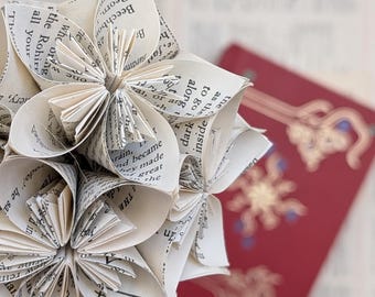 Tolkien Book Page Ornament: Hand Folded Kusudama Flower Ball for Book Lovers
