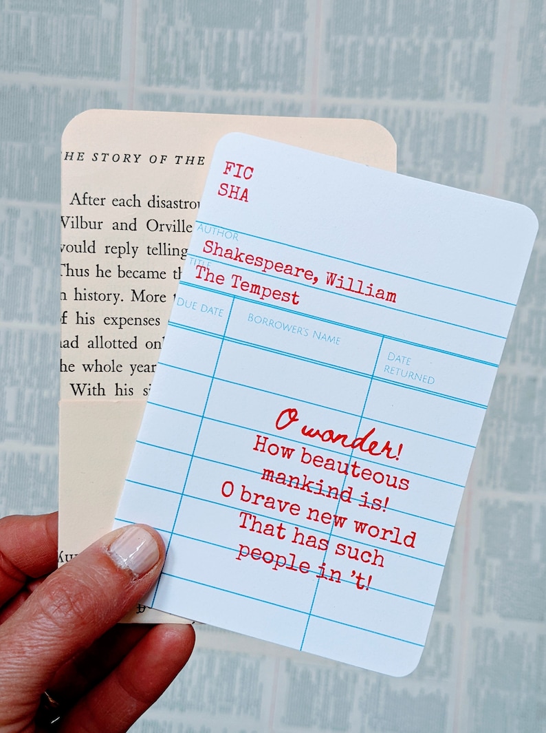 Shakespeare Library Card Shakespeare Thank You Card, Shakespear Quotes, Gratitude Card, Teacher ...