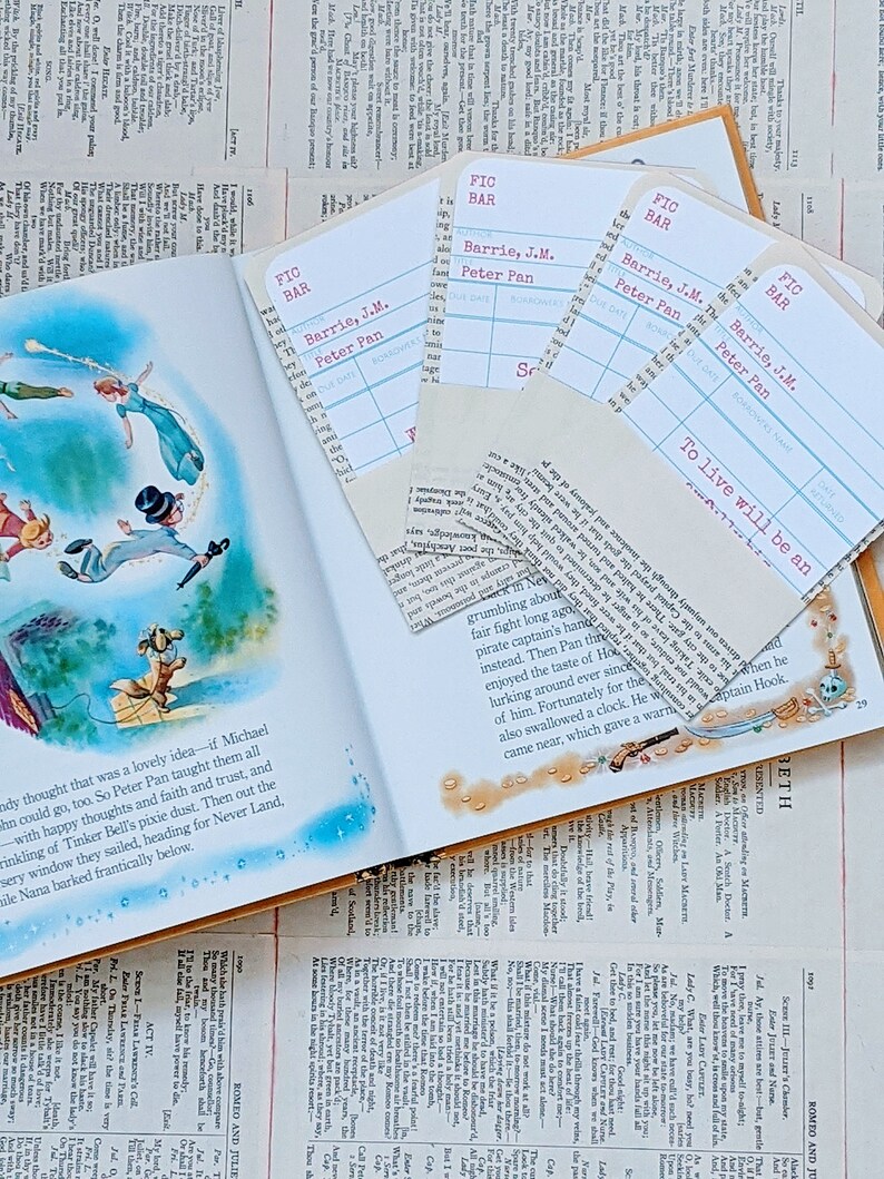 Bookmarks, Peter Pan Quotes, JM Barrie, Bookish Gift, Children's Books, Library Card, Peter Pan Gift, Book Lover, Teacher Gift, Reader image 2