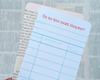 On to the Next Chapter Library Card | Vintage Book Page Pocket | Unique Graduation, Retirement, or New Beginnings Gift