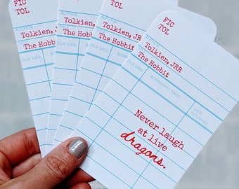 Tolkien Bookmarks, Library Card Design, Geeky Gift, Set of 4