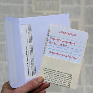 Faire-parts personnalisés pour carte bibliothèque de remise des diplômes, fête d'anniversaire, faire-part personnalisé, fête pour amoureux des livres, baby shower bibliothèque, anniversaire sur le thème du livre image 8