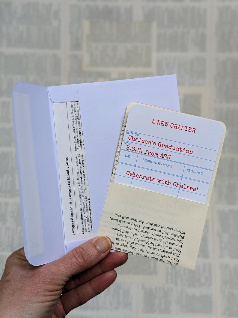 Faire-parts personnalisés pour carte bibliothèque de remise des diplômes, fête d'anniversaire, faire-part personnalisé, fête pour amoureux des livres, baby shower bibliothèque, anniversaire sur le thème du livre image 8