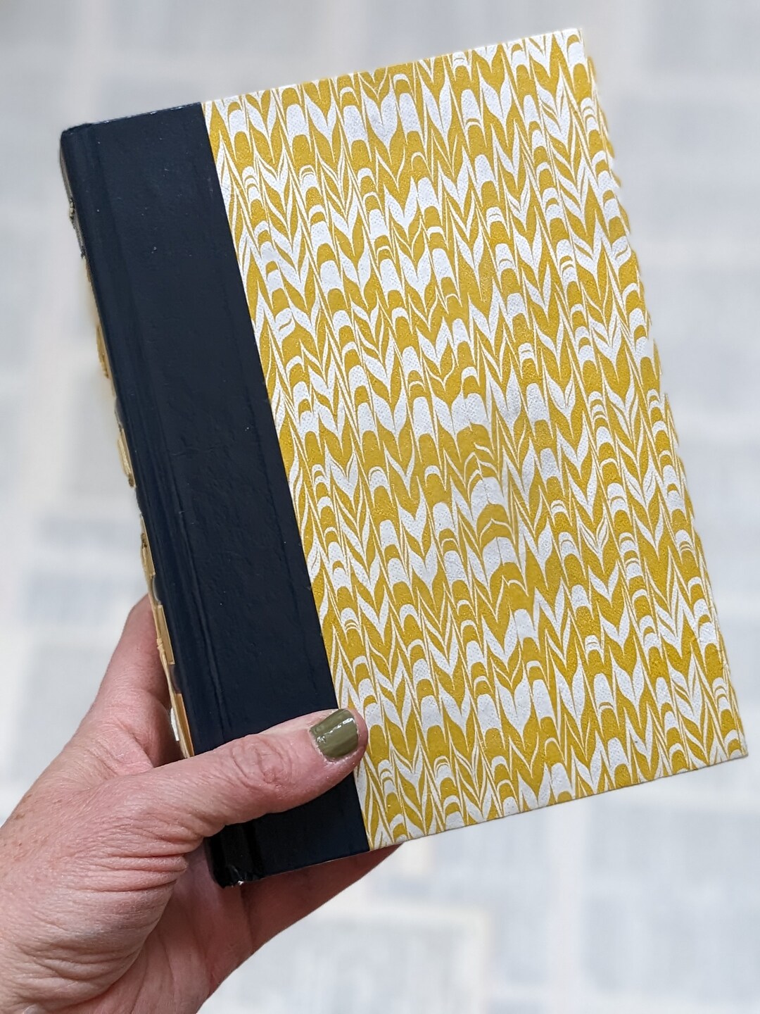 Marbled Yellow Journal, Grandmillennial Desk Decor, Hand Stitched ...