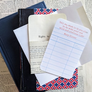 Literary Quote Card, Vintage Library Pocket, Book Lover Gift