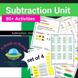 Subtraction Worksheets 80+ Activities Subtraction Intro |Number Line | Word Problems| Regrouping & more 4 -11 years Instant digital download