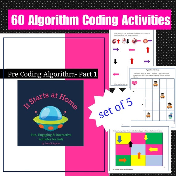 60 Coding Worksheets for Kids Education Algorithm Instant | Etsy