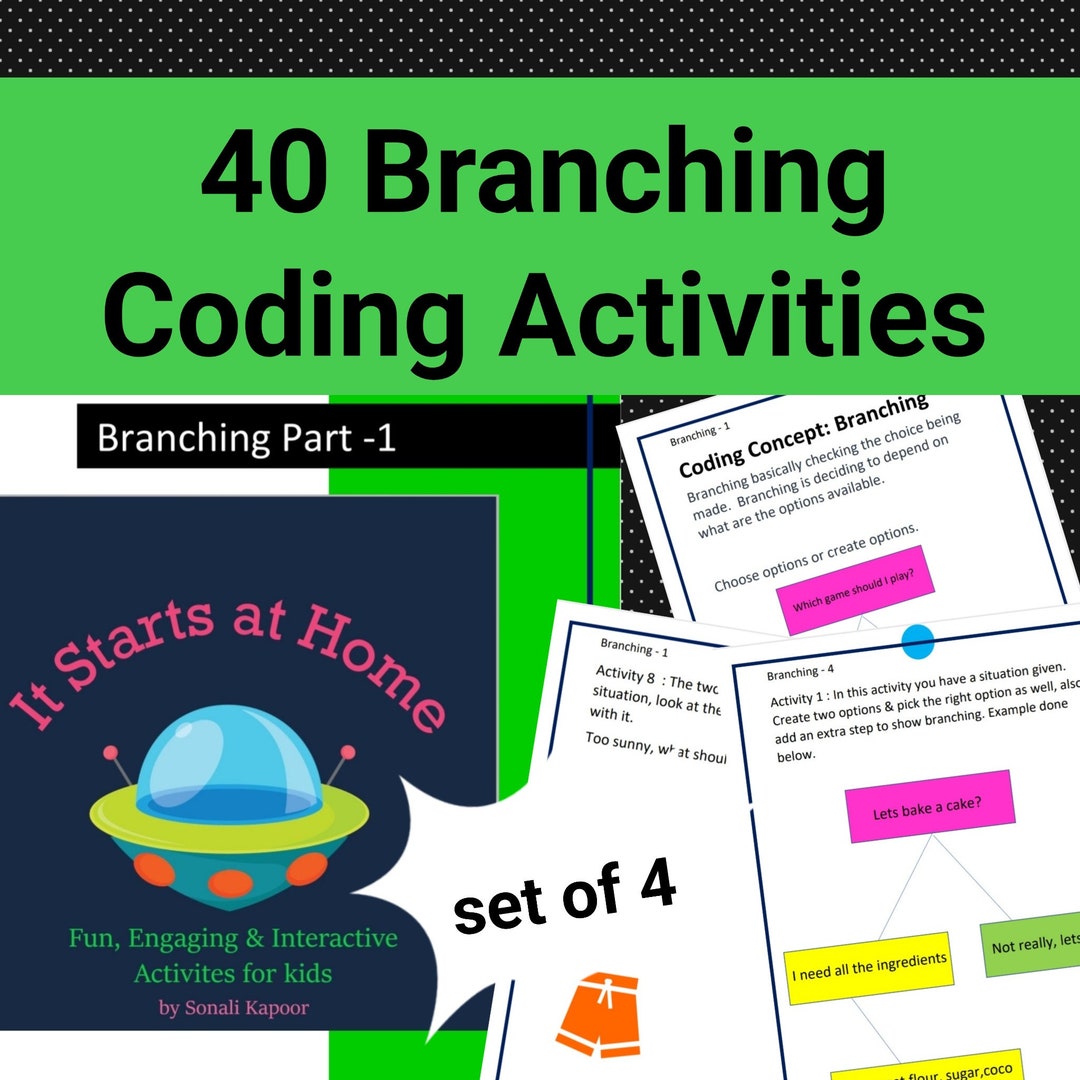 40 Coding Worksheets for Kids Education |no Computer| Branching ...