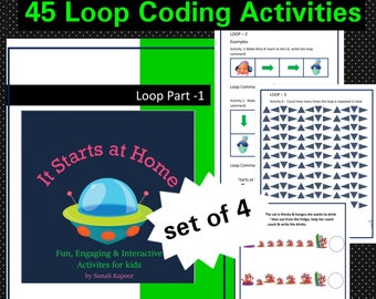 45 Arbeitsblätter zum Programmieren| Schleife | Arbeitsblätter für Kinder| Quiet book| Fleißiges Buch| STEM-Aktivitäten| Bildung