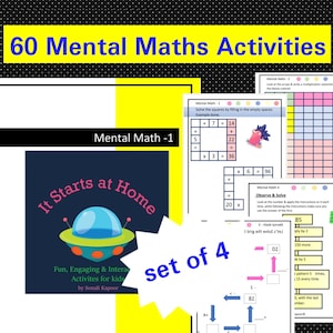 Addition, Subtraction, Multiplication & Division 60 Worksheets | Math Drill Activity Bundle | Mental Math&#39;s | Regrouping worksheets |+ - x