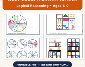 Logical Reasoning Brain Teasers for Kids Ages 6-9, Visual Spatial Puzzles Worksheet (PDF Download)