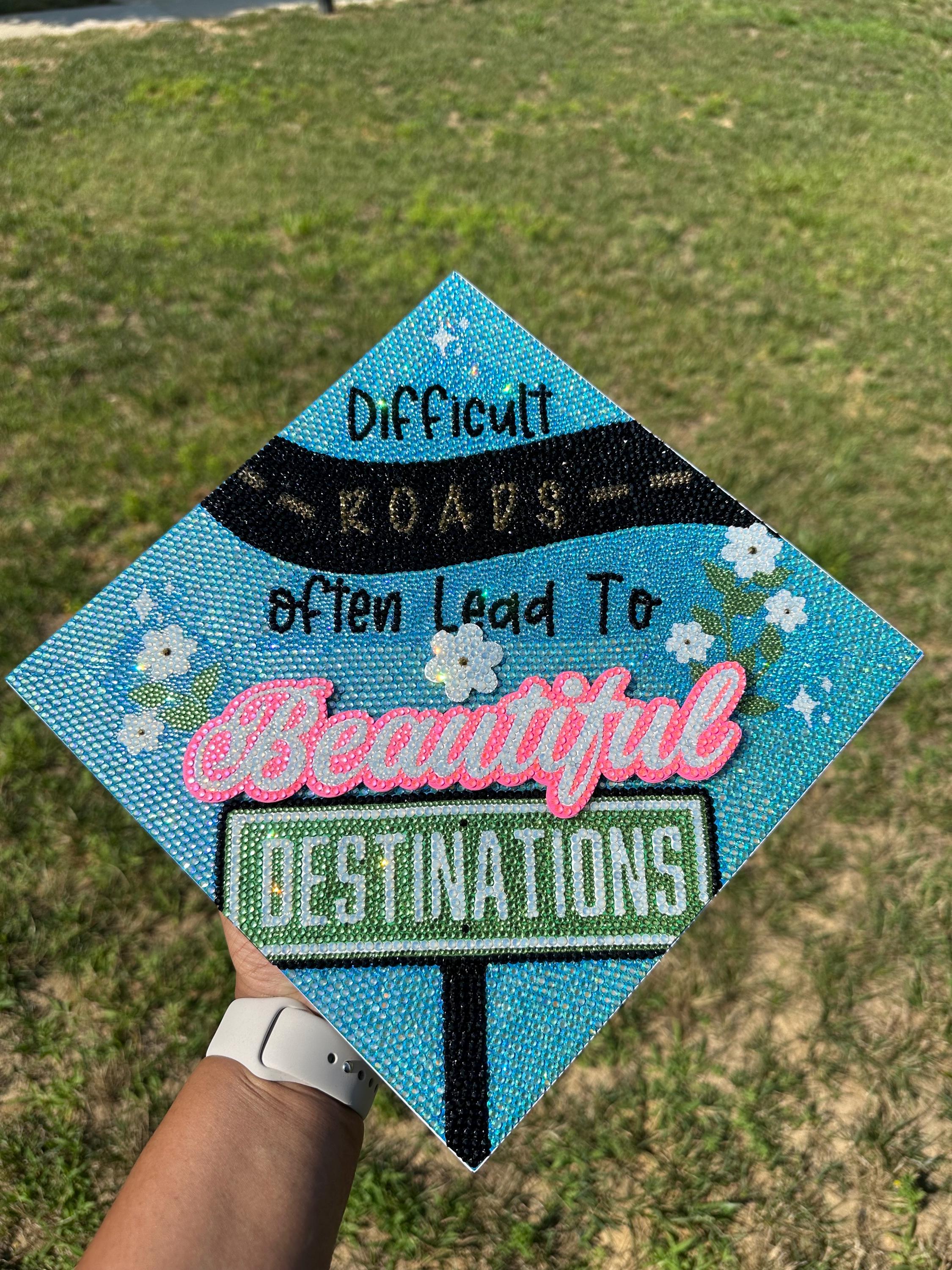 Custom Bling Mortarboard Topper| Custom Rhinestone Graduation Cap| Bling Grad Cap Topper| Custom Bling Grad Cap| Bling Graduation Cap