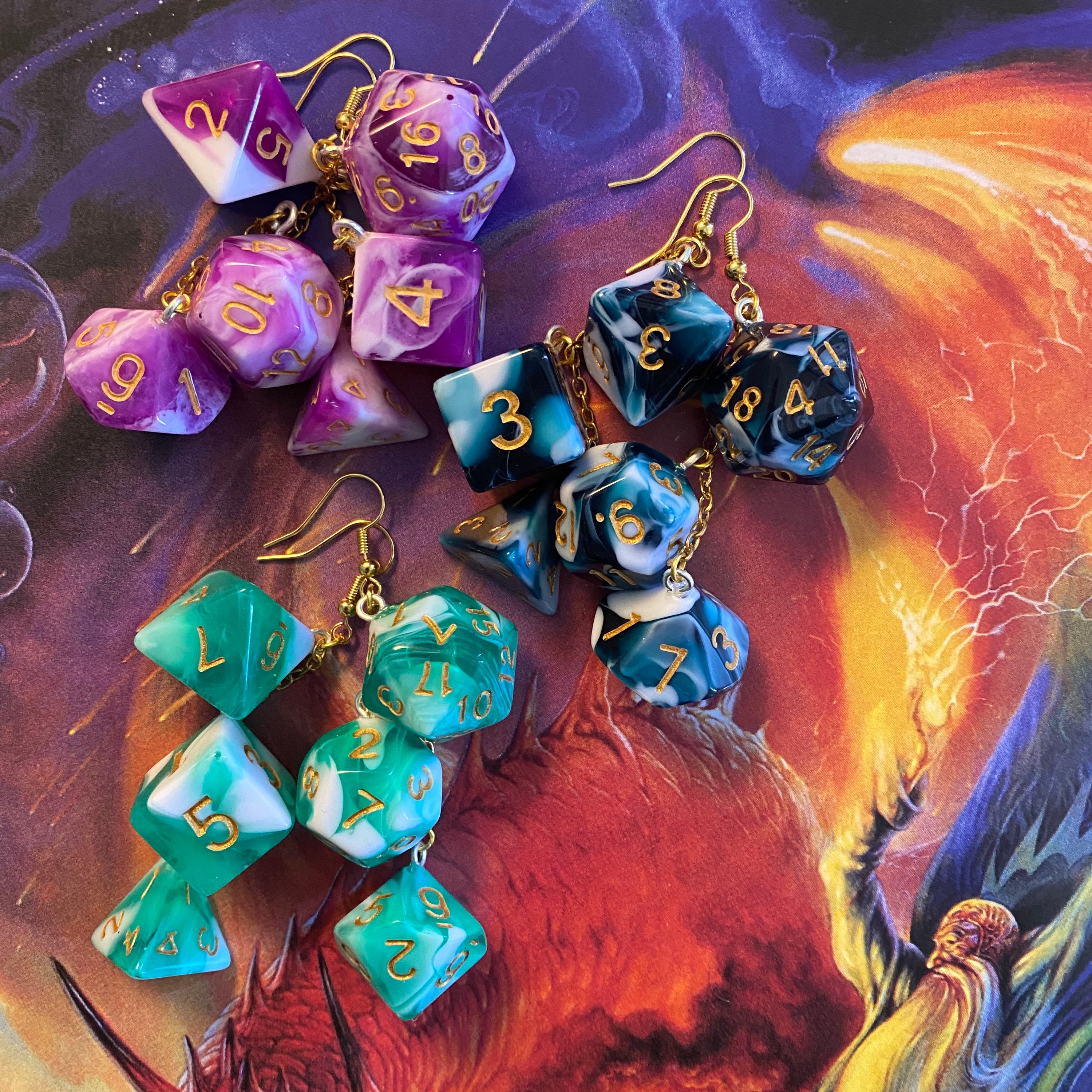 Roll Initiative Full Set Dice Earrings Dice Earrings Dnd Etsy