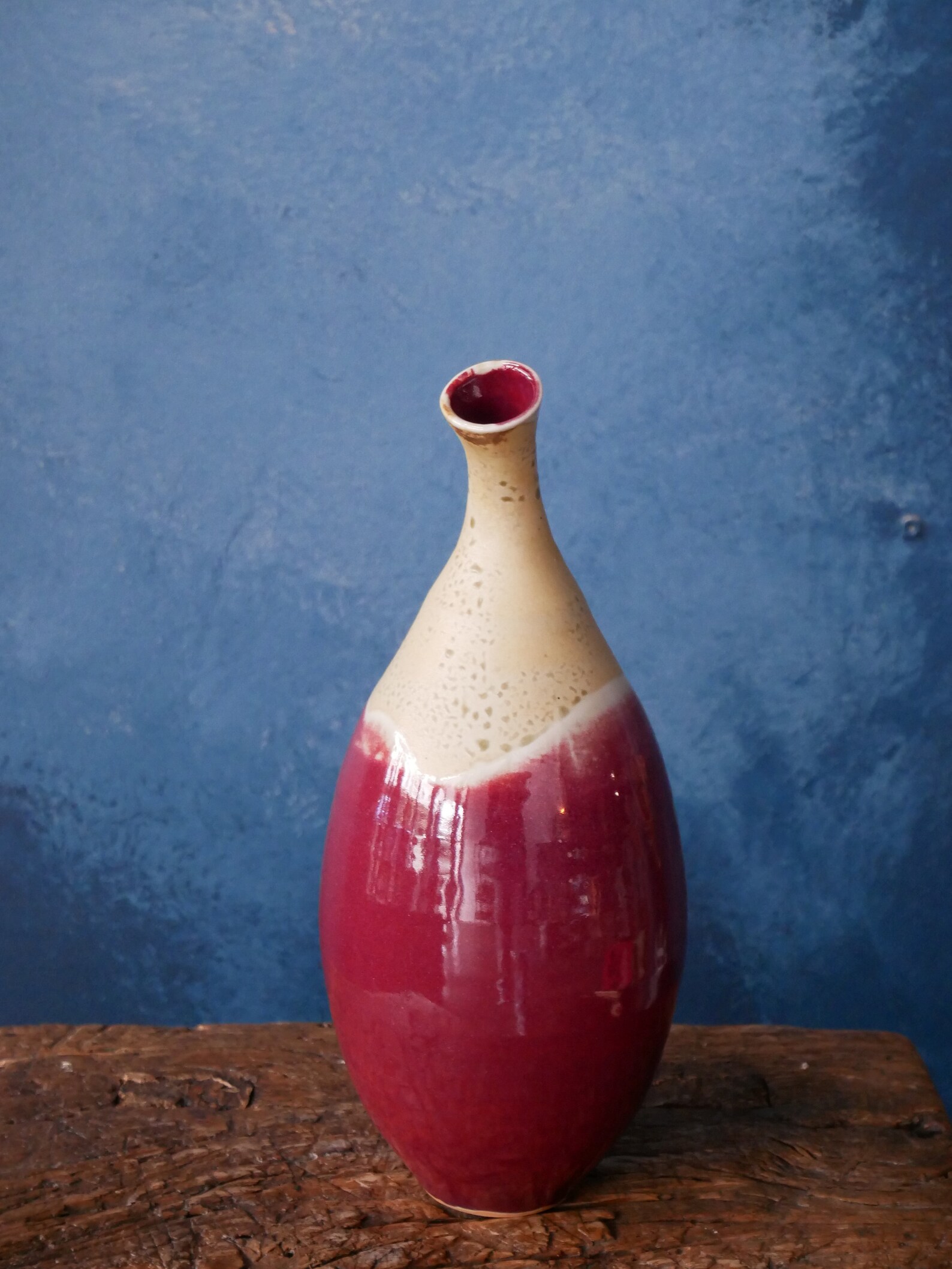 SPECIAL DEAL Bend Bottleneck Vase Copper Red / Ox Blood Glazed Various