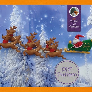 Sleigh with reindeer  PDF felt pattern
