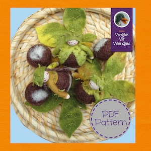Chestnut balls and leafs  PDF felt pattern