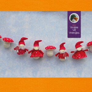 Red with white dots gnome garland PDF pattern