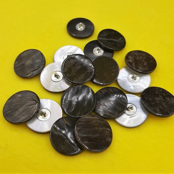 real vintage grey mother of pearl buttons 22mm 5pcs, knitwear, jacket, coat, dress man, woman