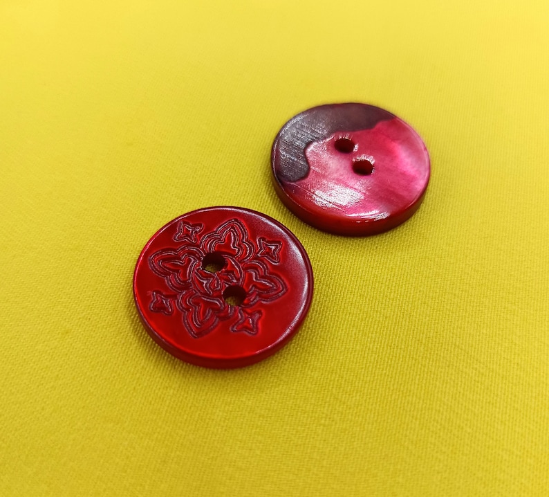 bottoni madreperla vintage vari colori 18mm 6pz maglia, giacca, biancheria, abito, bricolage uomo, donna Rosso