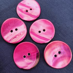 bottoni madreperla rosa 25mm 5pz maglia, giacca, biancheria, abito, bricolage uomo, donna