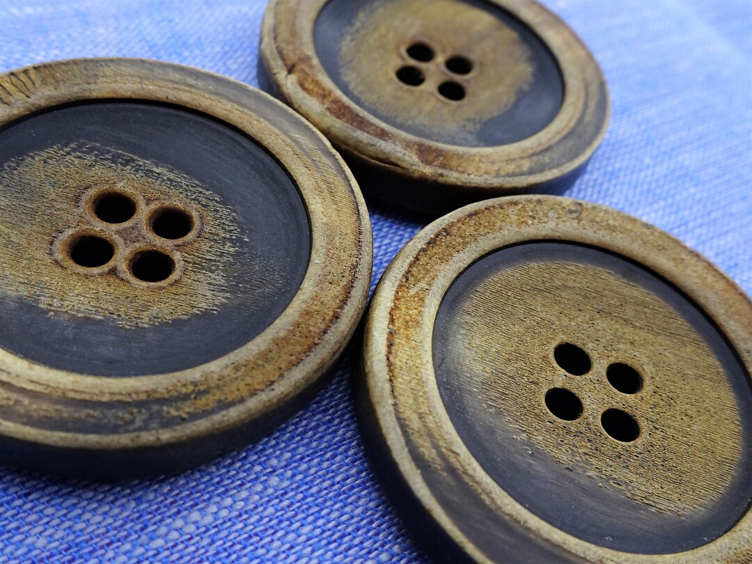 Real Horn Coat Buttons 34mm 3pcs, Burn Processing, Knitwear, Jacket