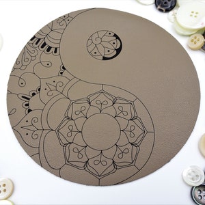 toppa circolare eco-pelle 2pz diametro 120mm, decorazione mandala laser, accessorio, decorazione giacche, borse, jeans uomo, donna, bambino