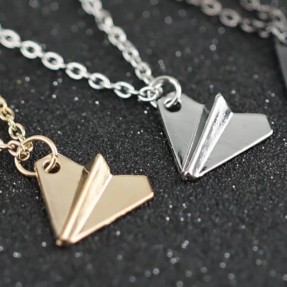 Paper Airplane Necklace 19 Chain 