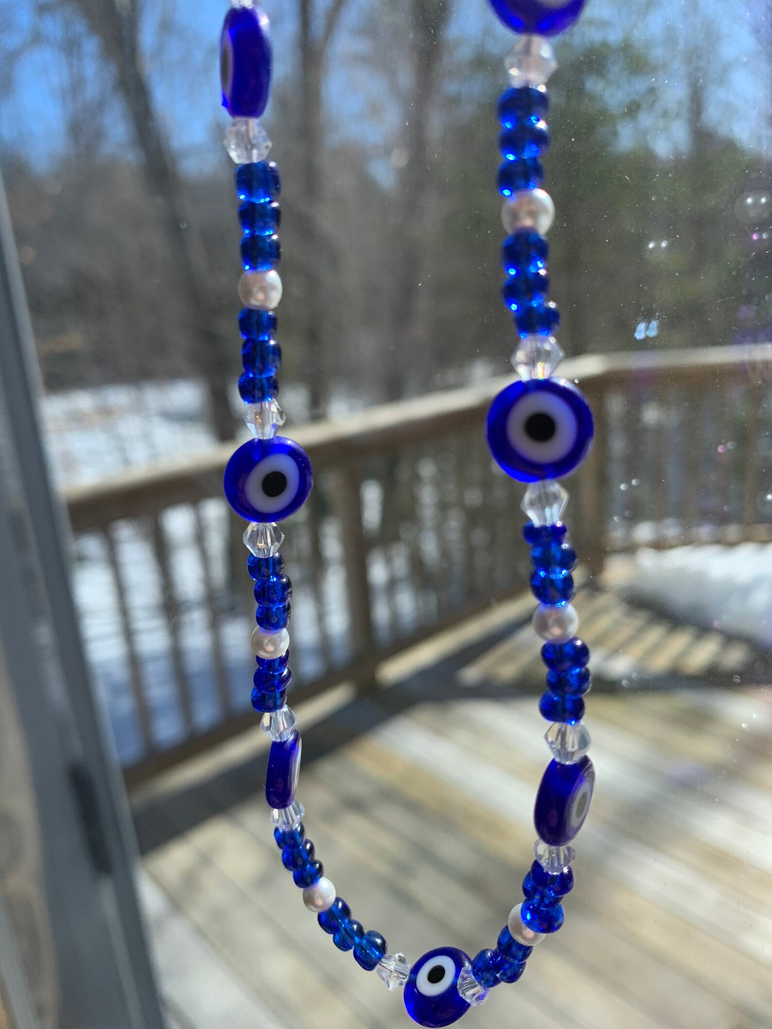 Cobalt Blue Evil Eye Necklace Etsy