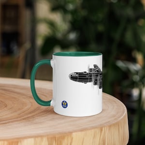 Warbird Illustrationen: B-29 Superfortress Silhouette Farbige Kaffeetasse
