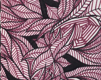 Black and White + Maroon Flower Petal Illustration