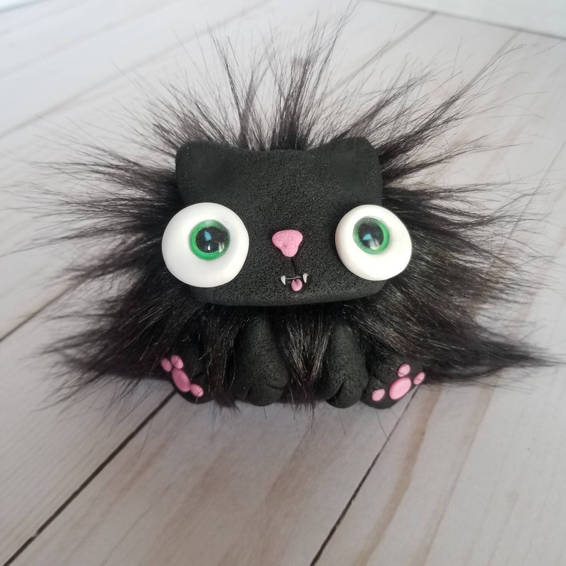 Black cat plush stuffed art doy creature
