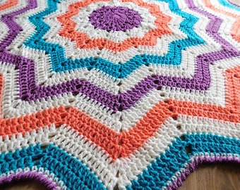 Ivory Carousel 12 Point Star Afghan Blanket