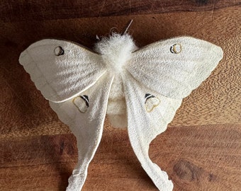 Giant Actias Luna moth, needle felted, moth figurine, decoration, handmade, posable, miniature plush.